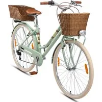 Bikestar Hollandrad 28 Zoll, ab 164 cm, Aluminium, Damen, Herren, 7 Gang Shimano Tourney RD-TY300 Schaltwerk, Kettenschaltung, V-Bremse, Rahmen 45.7 cm, Hollradrad, Retro