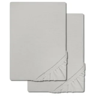 Castell Jersey Baumwoll Spannbettlaken silbergrau 90 x 190 - 100 x 200 cm Doppelpack