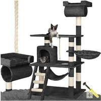 tectake Kratzbaum Katzenbaum Stokeley 141 cm Diverse Farben, Vielseitig mit robusten Sisalstangen und Plüschoberfläche