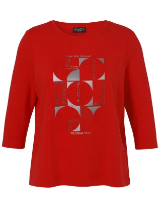 VIA APPIA DUE - Sweatshirt Rundhals 3/4 Arm Motiv rot - Gr. - 50