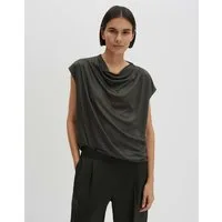 someday Kurzarmshirt Kalmada aus Jersey mit dezenter Struktur Weicher Fall mit Wasserfallkragen