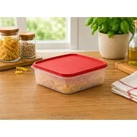 TUPPERWARE Vorratsdose Tupperware Eidgenosse quadratische Box 1,1 l – roter Deckel