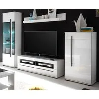 Furn.Design Wohnwand Design-D, (Schrankwand in weiß Hochglanz, 4-teilig, 280 x 200 cm), mit Soft-Close