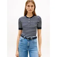 Tommy Hilfiger Strickpullover CO CABLE FINE GG SS HENLEY mit Zopfmuster