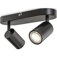 B.K.Licht Deckenspots, ohne Leuchtmittel, 2-flammige Spotlampe, schwenkbar, drehbar, schwarz, ohne Leuchtmittel
