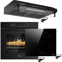 KB Elements Backofen-Set Einbaubackofen 60 cm mit 4-Zonen Induktionskochfeld 60cm, AQUA CLEAN, Herdset mit Air Fry, Flexzone und einfacher Installation