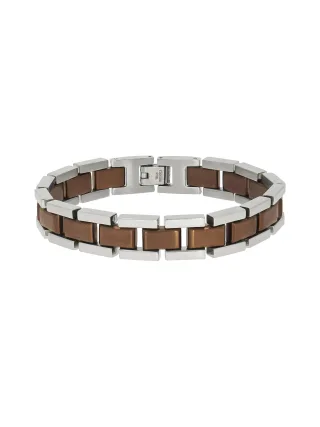 Zeeme Stainless Steel Armband Edelstahl zweifarbig matt glanz 21cm lang