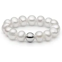 Gaura Pearls Perlenring weiß, kleine Perlen, Silberperle, flex, echte Süßwasserzuchtperlen, 925er rhodiniertes Silber
