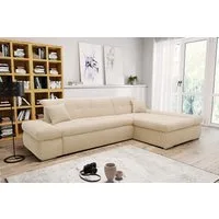 DOMO collection Ecksofa MORIC Massiv! - Belastbar bis 140 kgxSitz, 300x172 cm, XXL-Format, L-Form, Cord, creme