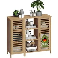 Bellamio Hochschrank Newa aus Bambus, Badezimmerschrank mit Ablage, lackiert (9 Fächer) Badezimmerschrank 100×33×87cm, verfügbar in verschiedenen Ausführungen