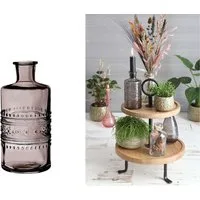 NaDeco Dekovase Glas Flasche Porto in Grau h. 14,5 cm Ø 7,5 cm
