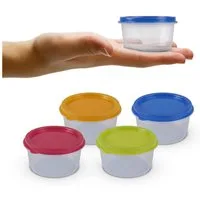 Bestlivings Vorratsdose Dose mit farbigen Deckel, Kunststoff, (4-tlg), Aufbewahrungsdosen 50ml - Mini Frischhalte mit Deckel Ø6cm x 3,5cm