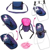 Bayer Puppen Accessoires-Set Vario blau/pink, (Set, 6-tlg), mit multifunktionalem Sitz