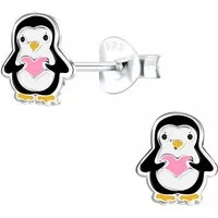 ALEXANDER YORK Paar Ohrstecker PINGUIN rosa Herz, 2-tlg. (Ohrstecker), 925 Sterling Silber