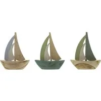 Dekoleidenschaft Dekofigur 3 Mini Segelboote aus Holz, 10x12 cm, Maritime Deko, Segelschiffe, (3 St), Dekoboote, Holzboote, kleine Schiffe, Dekoartikel