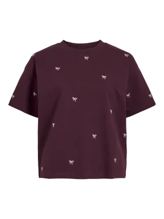 VILA - VIMONIE BOW O-NECK S/S T-SHIRT/RN Port Royale - Gr. - S