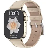 Wigento Smartwatch-Armband Armband Leder für Huawei Watch Fit 5 4 / Fit 5 4 Pro 3 Uhr Beige Gold, Echt Leder mit Schnalle
