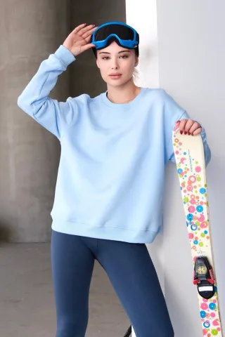 JUSTEVER Rundhals-Sweatshirt mit Basic-Muster, blau, Damen - Aura
