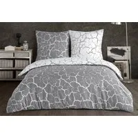 Buymax Bettwäsche Mercer, Bettgarnitur, Bettbezug Set, Renforce: 100% Baumwolle, 2 teilig, 135x200 cm, mit Reißverschluss, Muster Marmor, Grau, Weiß