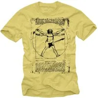 MAKAYA Print-Shirt Gitarre Herren Musik Bandshirt Da Vinci T-Shirt Geschenk Männer Jungs Frontprint, aus Baumwolle