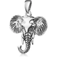 Materia Kettenanhänger Damen Silber Elefant Kopf Afrika antik KA-187, 925 Sterling Silber, geschwärzt