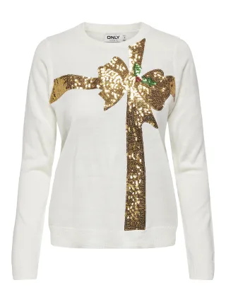 ONLY - ONLXMAS LS O-NECK MIX DETAIL BOX KNT cloud dancer - Gr. - S