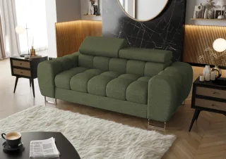 Sofa Designersofa BASTIEN 2-Sitzer in Stoff Aragon Grün