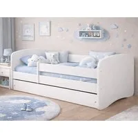 Beautysofa Kinderbett für Jungen PAUL 70x140 cm (Modernes, minimalistisches Design, Weißes Kinderbett mit Rausfallschutz für Jungen), Kinderbett mit Matratze