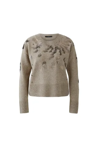 Oui - Pullover smokey taupe - Gr. - 44