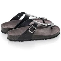 purosteps Marbella-Eco 14943-schwarz-grau Sandale Echtes Leder, Natur Materialien, Komfortables Fußbett, Made in Spain