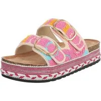 Ital-Design Bequeme Damen Sandalen mit verstellbaren Riemen und Plateau Plateausandaletten (91512108) Flach Pantoletten in Pink