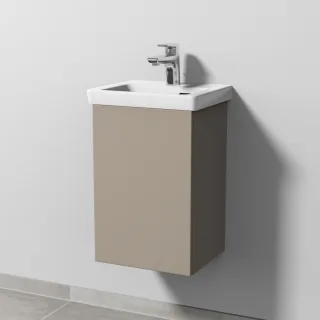 Sanipa 3way Waschtischunterbau zu Villeroy & Boch Subway 3.0 Waschtisch mit 1 Tür, Sandgrau-Matt SF84067