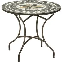 Dehner Gartentisch Mosaiktisch Diana, Stahl / Stein, braun / grau / weiß, verspielter, romantischer Gartentisch im südländischem Design