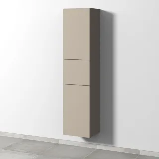 Sanipa 3way Hochschrank mit 2 Türen und 1 Auszug, Sandgrau-Matt SF10467