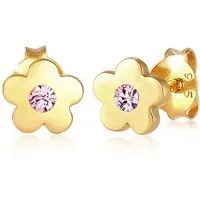 Elli Paar Ohrstecker Kinder Blume Rosa 925 Silber, mit Kristallen von Swarovski®, Blume