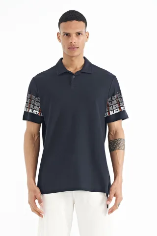 Herren Baumwoll Polo-Kragen Bedrucktes T-Shirt