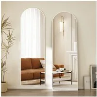 Hopibath Spiegel Flur Wandspiegel Ganzkörper 50x160 50x150 mit Weiß Alurahmen Oval (5mm Umweltschutz Spiegel, mit Sicherheitsfolie), für Wohnzimmer Wohnzimmer Garderobe Hotel