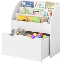 Bellabino Kinderregal Koro mit offenen Fächern, weiß, Bücherregal, Spielzeugaufbewahrung, 3 Fächer für Bücher, 1 geräumige Schublade