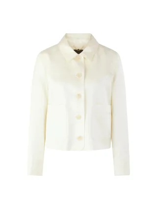 Marc Cain Collections - Jacke aus schimmerndem Materialmix bright ecru - Gr. - 36