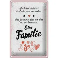 Femer GmbH Metallschild Spruch Familie Zusammen sind wir alles 20x30cm, (1 St), gewölbte Oberfläche, abgerundete Ecken, umgeschlagene Kanten