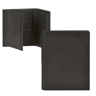 Herren Geldbörse Hochformat Leder schwarz 10x13cm | Sonnenleder Donau. Ein klassischer Organizer für Karten & Dokumente in edler Verarbeitung.