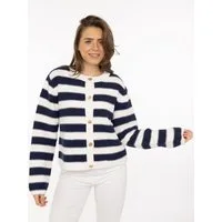 Zwillingsherz Strickjacke mit Lochstrickmuster und Knöpfen