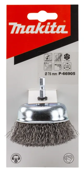 Makita Topfbürste, 75 mm - gewellt - verzinkter Stahl - 6-kant - P-66905