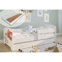 Kids Collective Kinderbett 70x140 / 80x160 cm Komplettset mit Matratze & Schublade (Bett für Jungen und Mädchen, Einzelbett für Kinder von 2 - 10 Jahren), komplettes Set mit Motiv für Jungen und Mädchen 80x160 cm