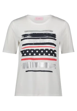 betty barclay - so cosy - - Basic Shirt Patch White/Dark Blue - Gr. - 42