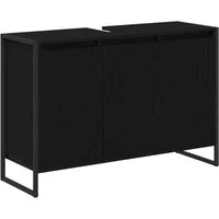 vidaXL Badezimmerspiegelschrank Badezimmerschrank Schwarz Eichen-Optik 90 x 30 x 60 cm (1-St)