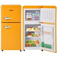 Merax Table Top Kühlschrank BCD-86, 87 cm hoch, 42 cm breit, Retro Gefrier/Kühl