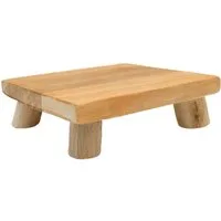 Spetebo Blumenständer Teak Blumenteller klein natur eckig - 15 cm (Packung, 1 St., mit 4 Füßen), Mini Holz Pflanzenhocker