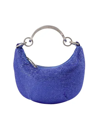 Mini Binder Clip Tasche in Strass / Blau