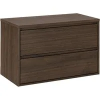 Lomadox Waschbeckenschrank VERZUOLO-56-WALNUT 80 cm breit in Walnuss, wandhängend, grifflos